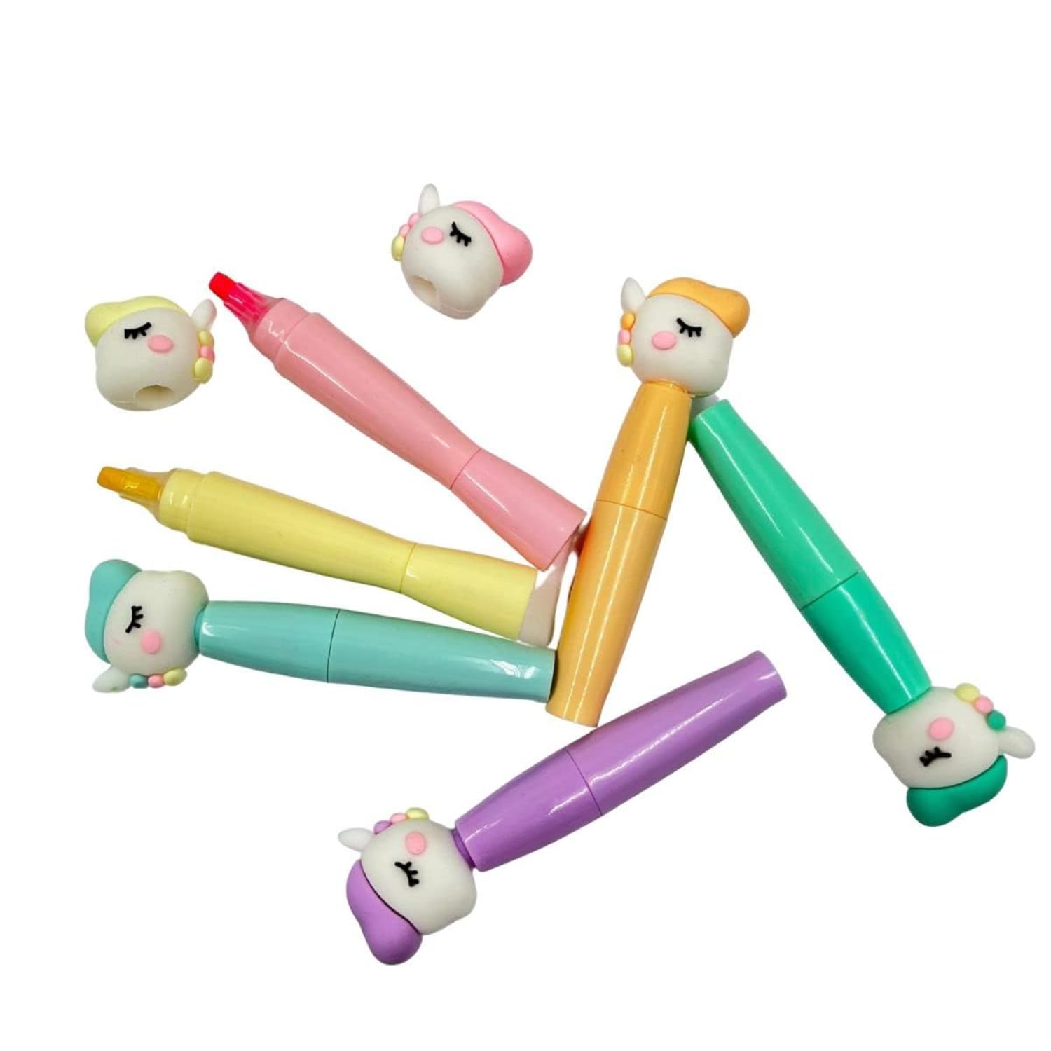 Brighten up notes with this fun featuring cute unicorn-shaped mini highlighters in various colors, designed for kids. Discover them at uSmile.toys." www.usmile.toys